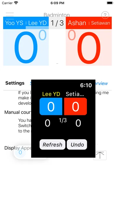 Badminton Scoreboard Screenshots