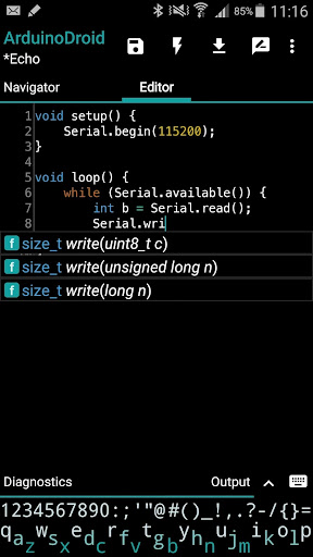 Screenshot di ArduinoDroid - Arduino/ESP8266