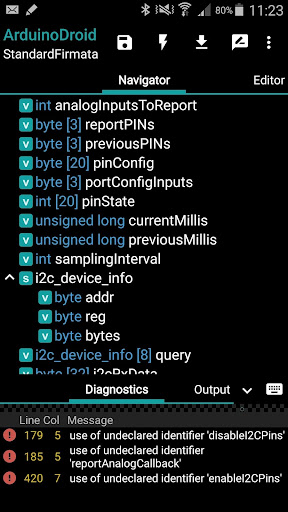 Screenshot di ArduinoDroid - Arduino/ESP8266