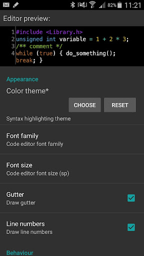 Screenshot di ArduinoDroid - Arduino/ESP8266