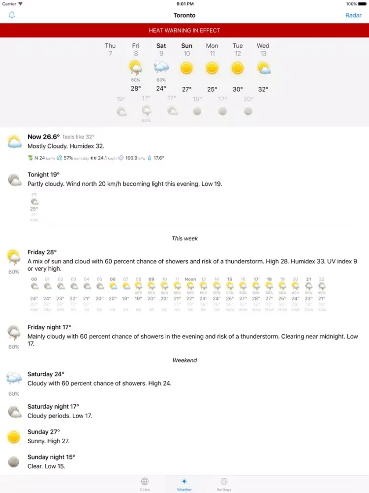 Captures d'écran de WeatherEh - using Environment Canada weather data to show Canada weather forecast & radar iPad 