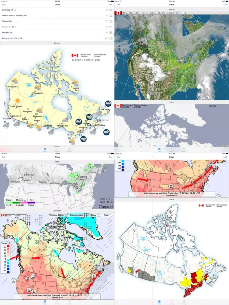 Captures d'écran de WeatherEh - using Environment Canada weather data to show Canada weather forecast & radar iPad 
