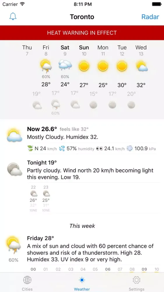Captures d'écran de WeatherEh - using Environment Canada weather data to show Canada weather forecast & radar