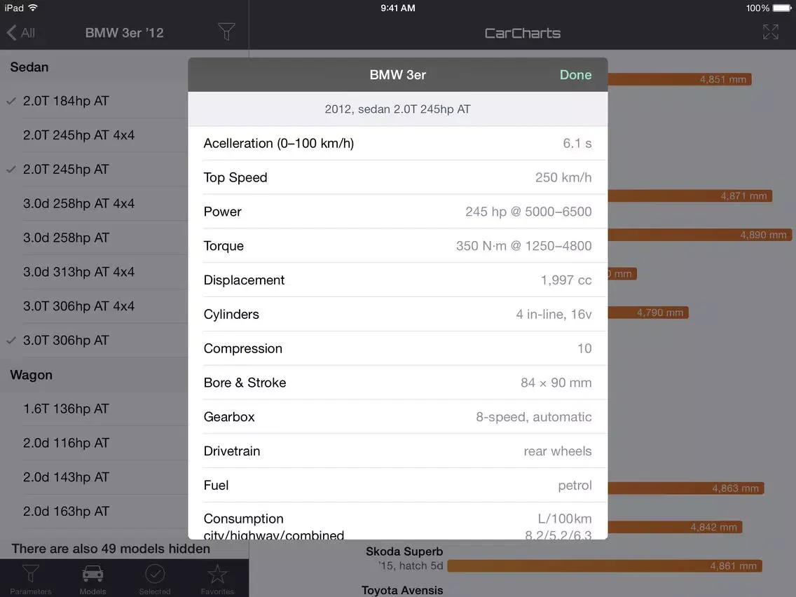 Capturas de tela do CarCharts – Compare Cars Visually iPad 