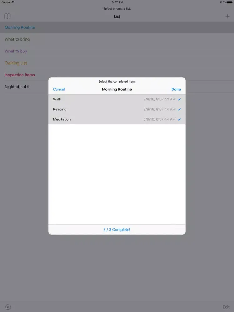 Zrzuty ekranu Routine Check iPad 
