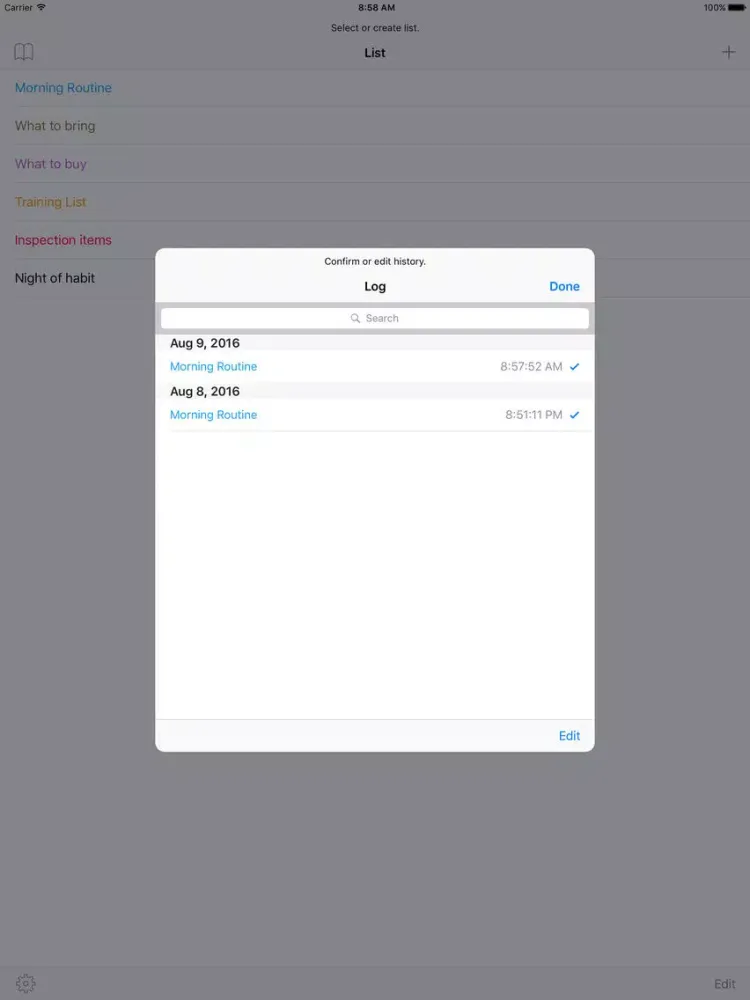 Zrzuty ekranu Routine Check iPad 