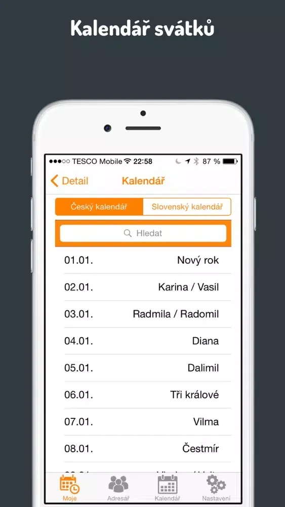Ảnh chụp màn hình của Narozeniny a svátky