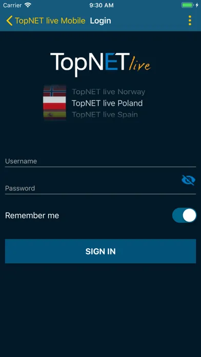 Screenshot di TopNET live Mobile
