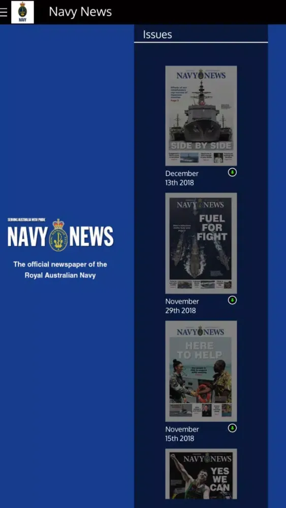 ภาพหน้าจอของ Navy News Australia