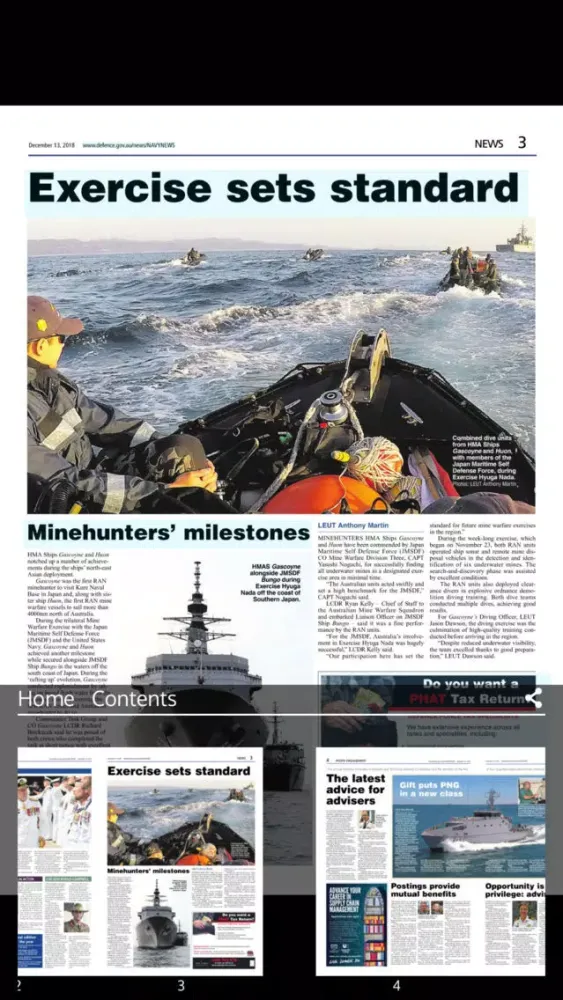 ภาพหน้าจอของ Navy News Australia