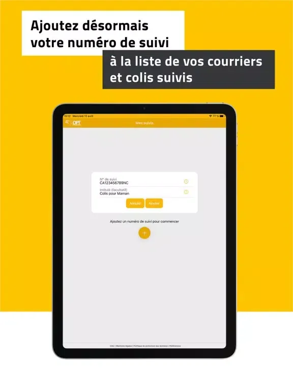 Suivi Colis OPT-NC iPad  Screenshots