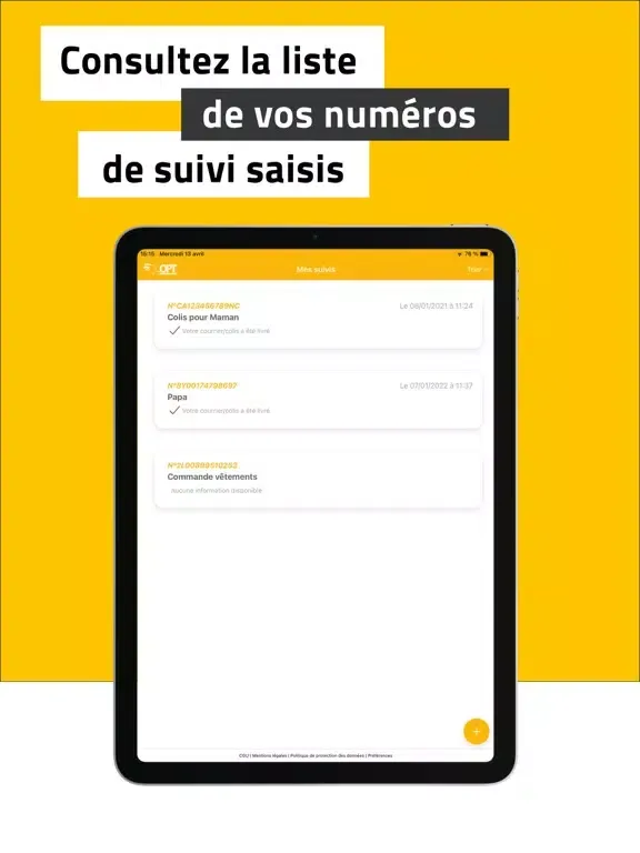 Suivi Colis OPT-NC iPad  Screenshots