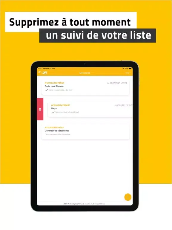 Suivi Colis OPT-NC iPad  Screenshots
