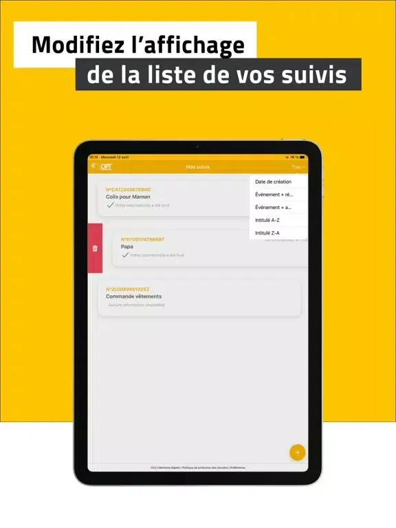 Suivi Colis OPT-NC iPad  Screenshots