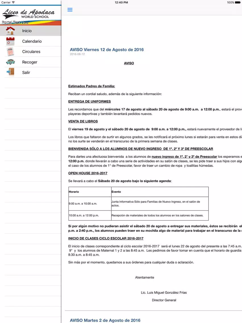 Liceo de Apodaca World School iPad  スクリーンショット