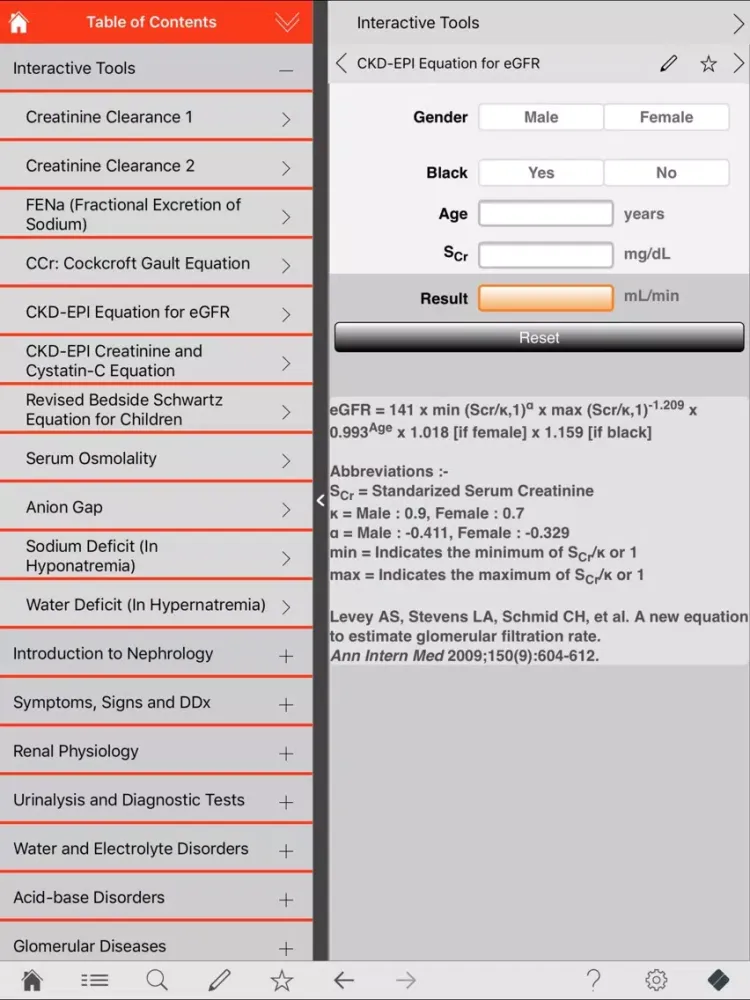 Tangkapan skrin Nephrology pocket iPad 