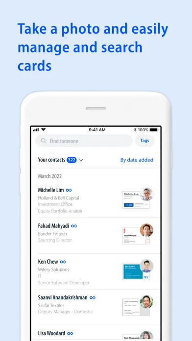 ภาพหน้าจอของ Eight: Business Card App