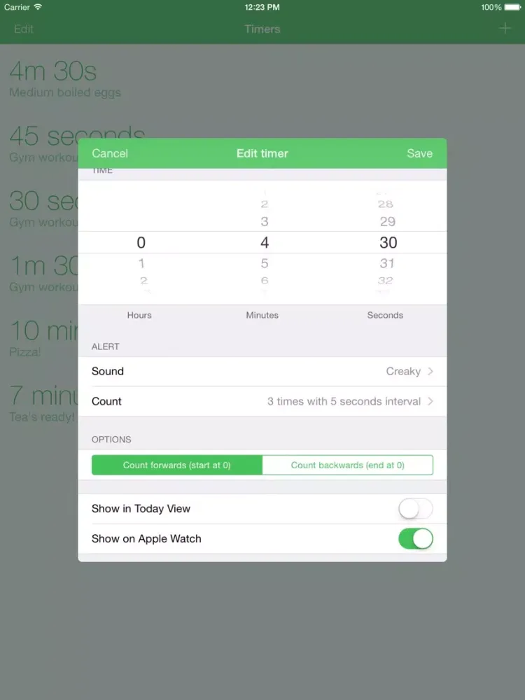 Tangkapan layar Clepsydra — The most convenient timers app iPad 