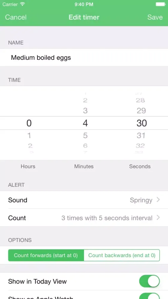 Tangkapan layar Clepsydra — The most convenient timers app
