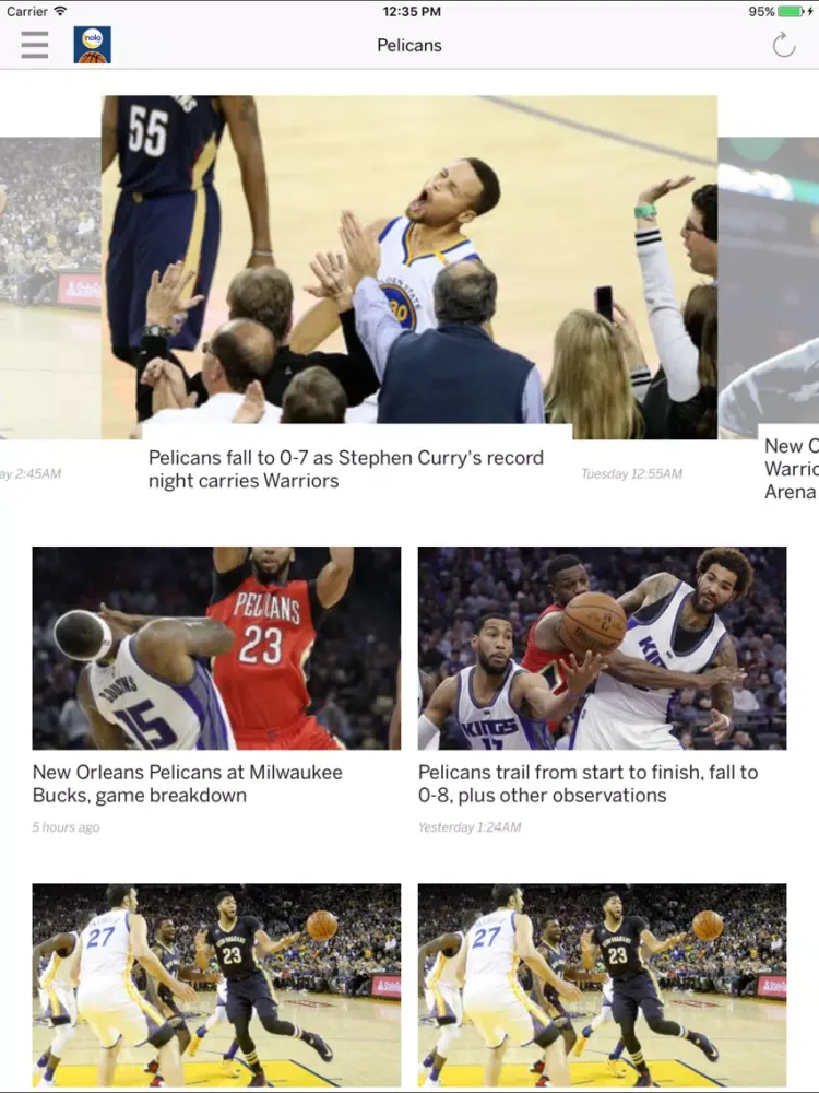Captures d'écran de NOLA.com: Pelicans News iPad 