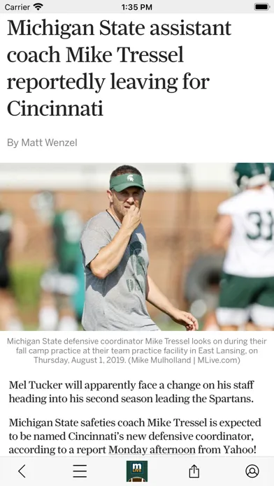Captures d'écran de MLive: Spartans Football News