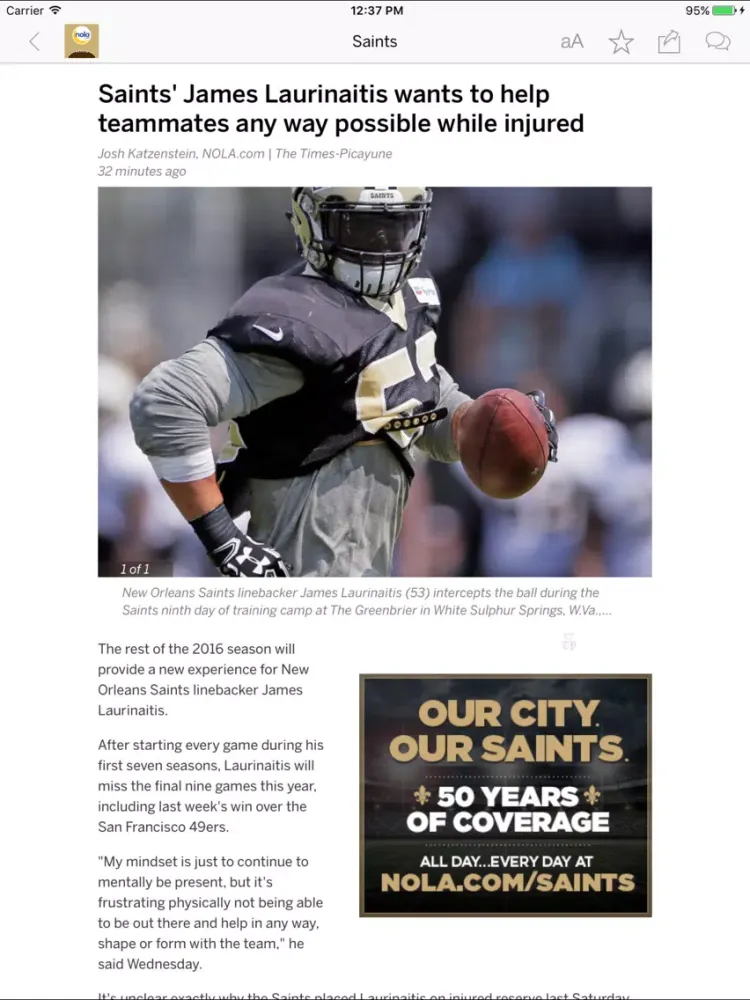 NOLA.com: Saints News iPad  Screenshots
