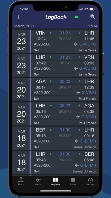 Swift Pilot Logbook Screenshots