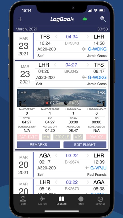 Swift Pilot Logbook Screenshots