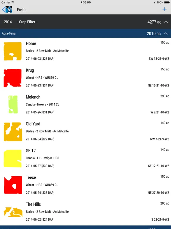 Trimble Ag Mobile iPad  Screenshots