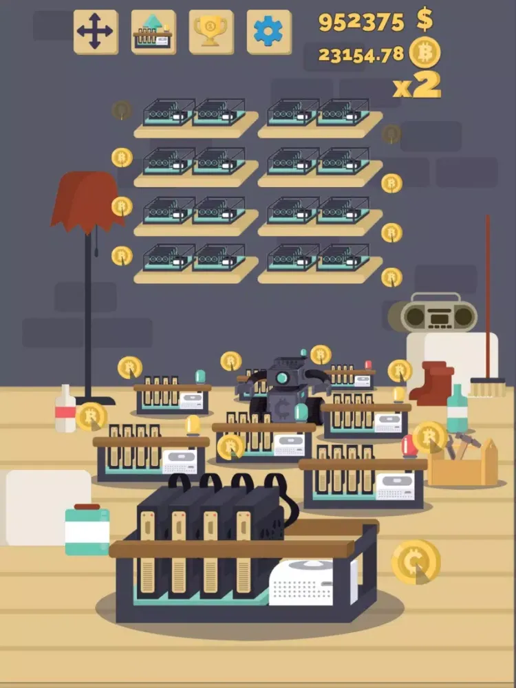 Tangkapan skrin Bitcoin mining: life simulator iPad