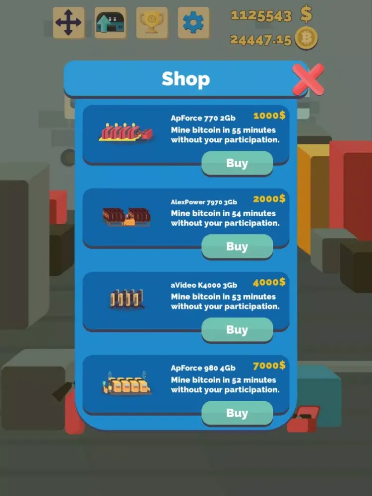 Tangkapan skrin Bitcoin mining: life simulator iPad