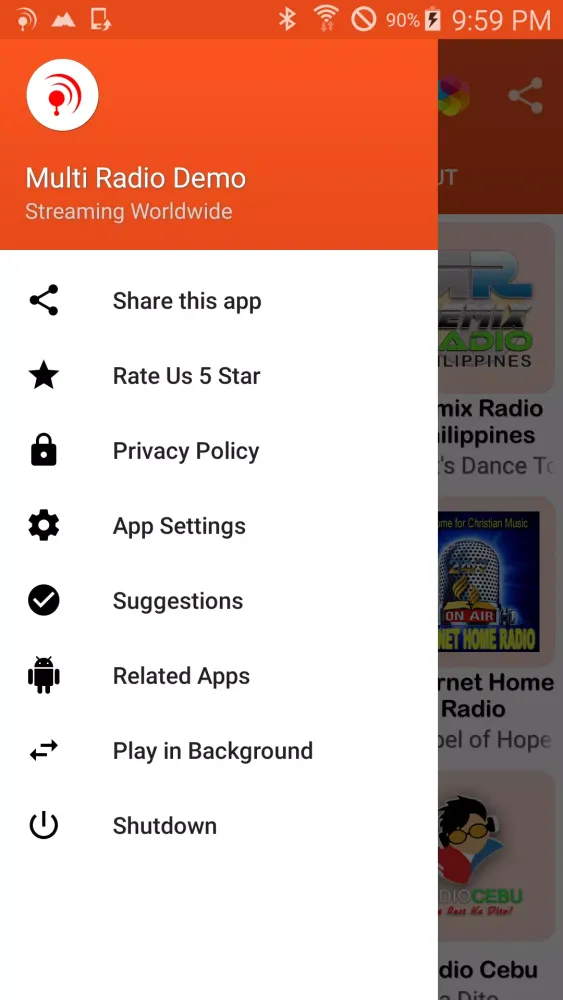 Tangkapan layar Multi Radio Demo