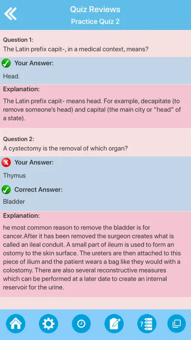Medical Terminologies Quiz Screenshots