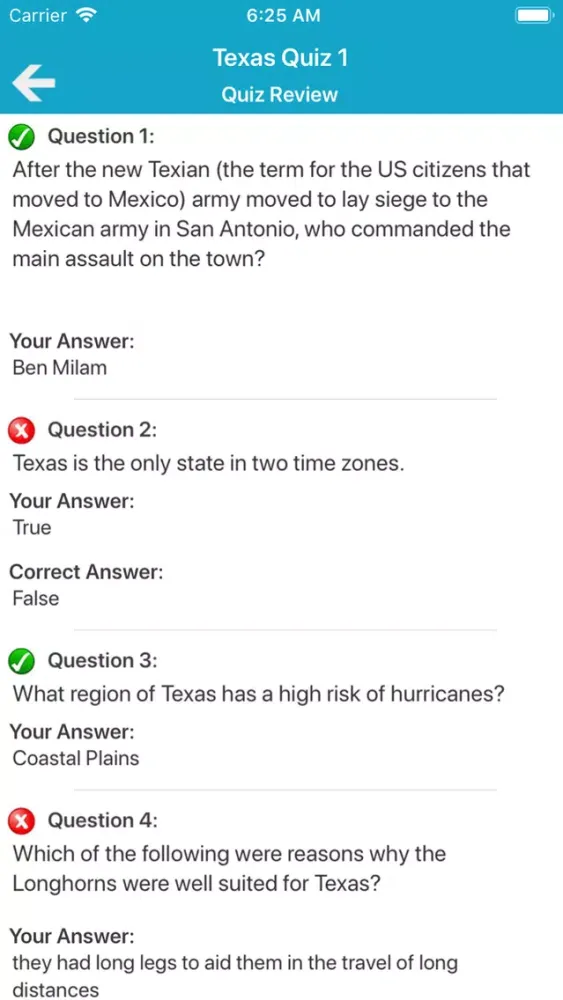 Tangkapan skrin 50 States : Texas Quiz