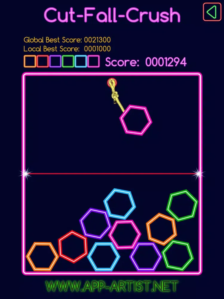 Ảnh chụp màn hình của Cut-Fall-Crush: A unique and very challenging casual game iPad 