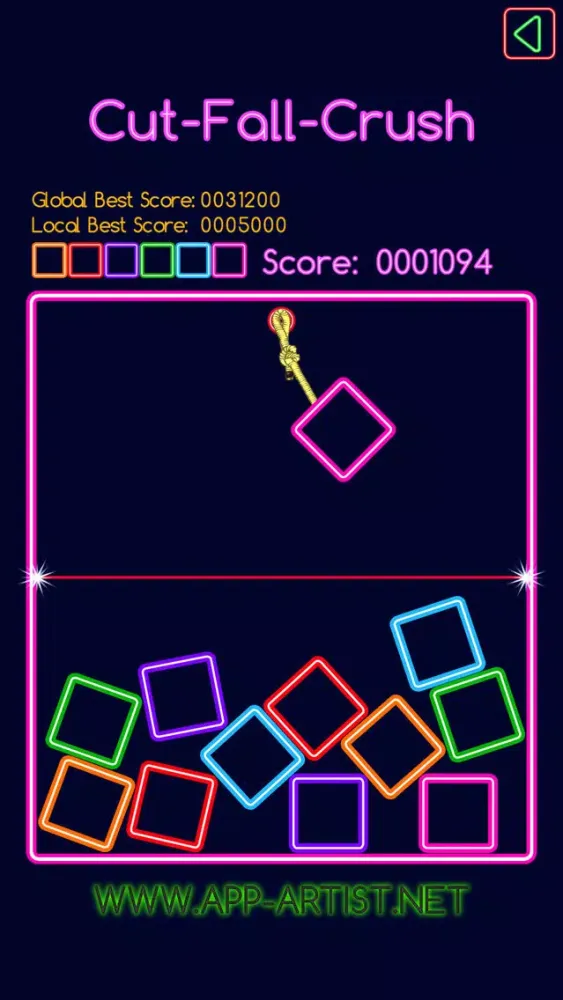Ảnh chụp màn hình của Cut-Fall-Crush: A unique and very challenging casual game