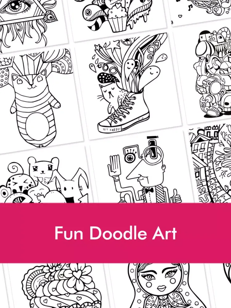 Doodle Coloring Book for Adults & Kids: Free Fun Coloring Games with Stress Relieving Color Therapy Pages iPad  Screenshots