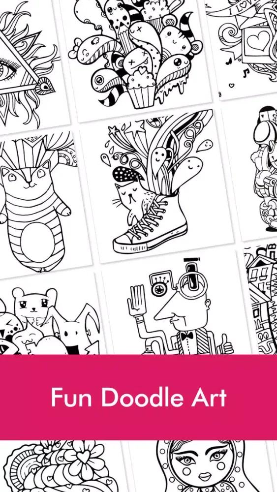 Doodle Coloring Book for Adults & Kids: Free Fun Coloring Games with Stress Relieving Color Therapy Pages Screenshots