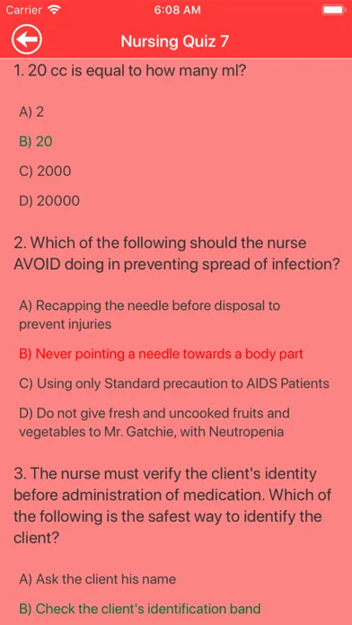 Nursing Quiz Screenshots