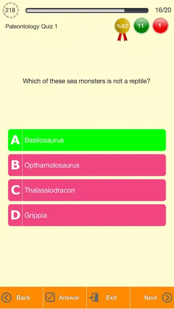 Ảnh chụp màn hình của Paleontology & Fossils Quizzes