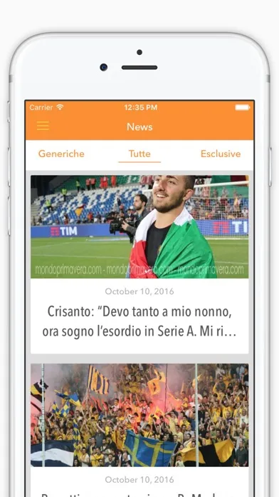 Tangkapan layar Mondo Primavera News - Notizie di Calcio Giovanile