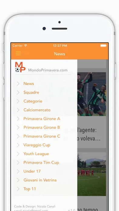 Tangkapan layar Mondo Primavera News - Notizie di Calcio Giovanile