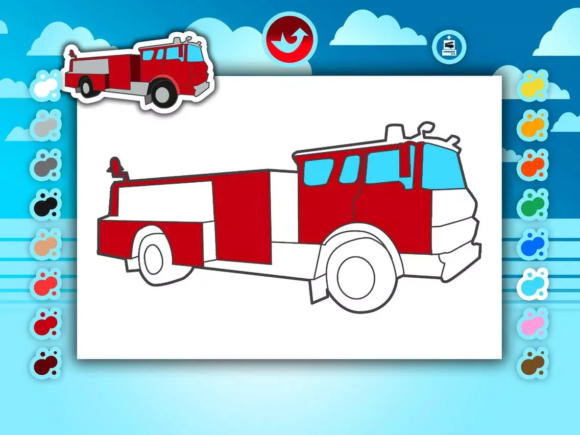 Fire Trucks Activities for Kids: Puzzles, Drawing and other Games iPad  스크린샷