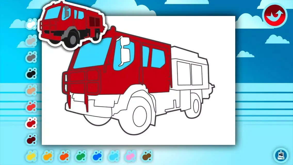 Fire Trucks Activities for Kids: Puzzles, Drawing and other Games 스크린샷