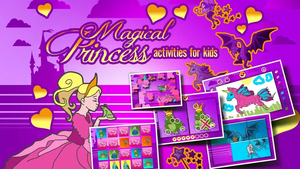 Magical Princess Activities for Kids: Puzzles, Drawing, Coloring and more Games Ekran Görüntüleri