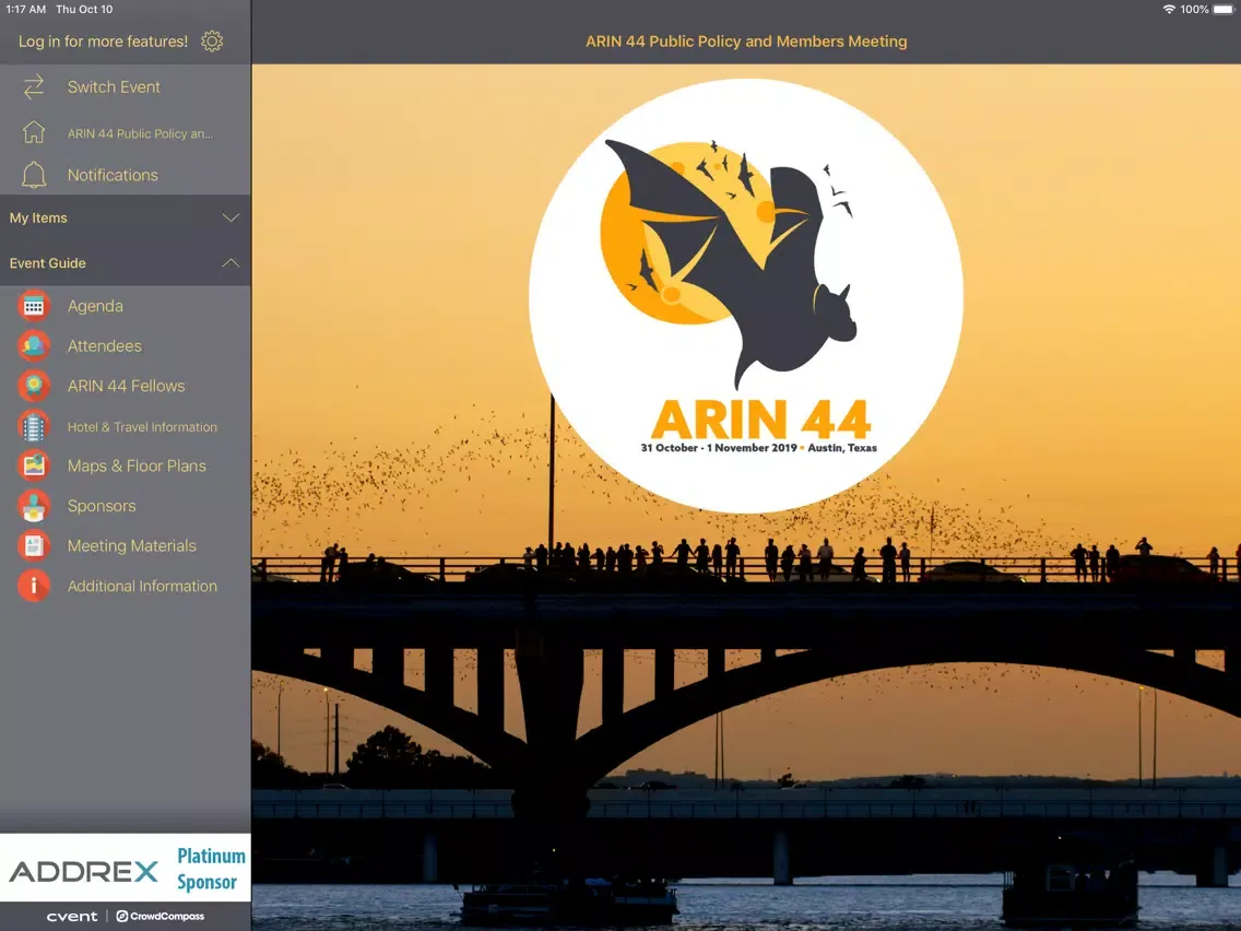 ARIN Events iPad  Screenshots