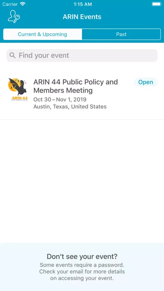 ARIN Events Screenshots