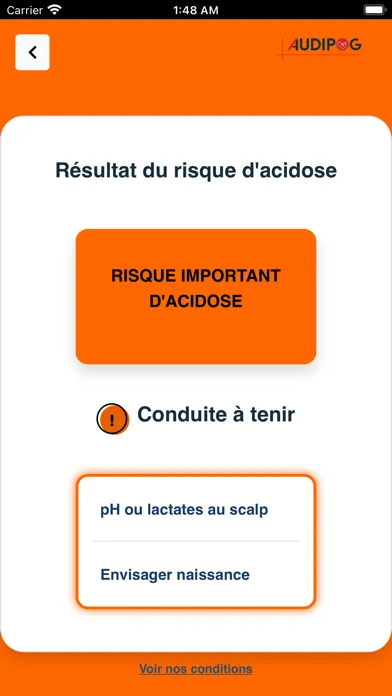 Tangkapan skrin Risque d'acidose