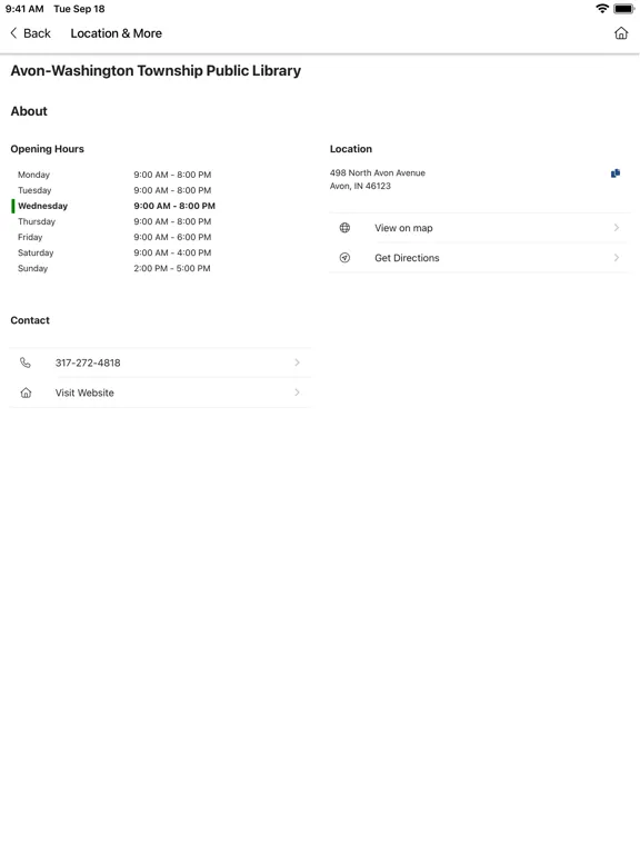 Avon Washington Twp Public Lib iPad 应用截图