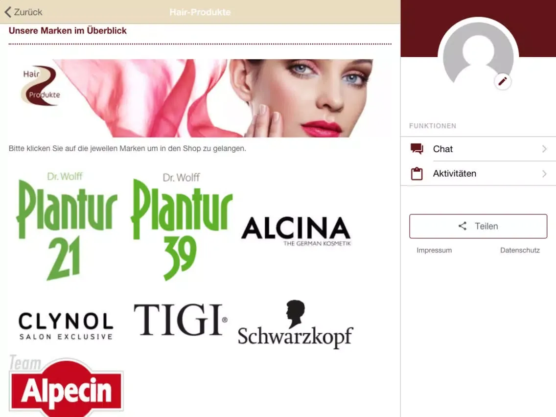 Capturas de tela do Hair-Produkte iPad 